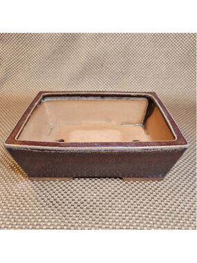 Lotus Bonsai Pot Planter Vintage Very Old 9.5" Brown Blue Beige